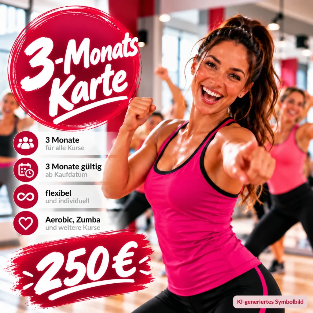 3-Monats-Karte für Aerobic, Zumba und weitere Fitnesskurse – 250 €